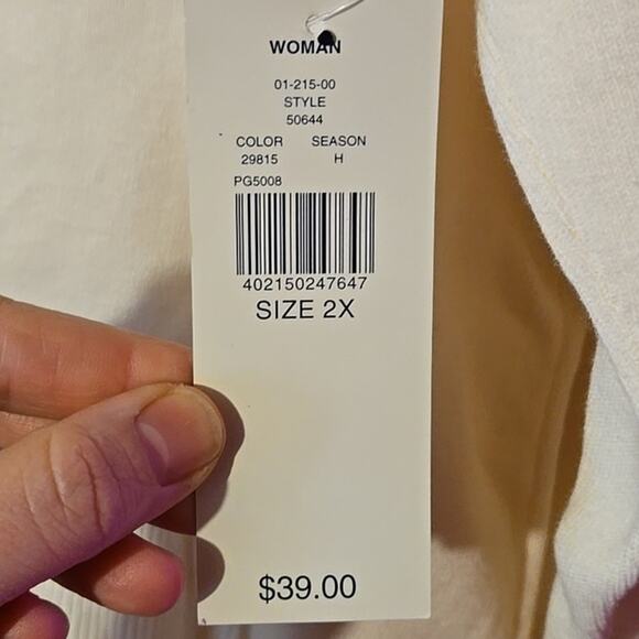 NWT Karen Scott Cream Cotton Cardigan 2X Plus Size 0130 - Picture 6 of 9